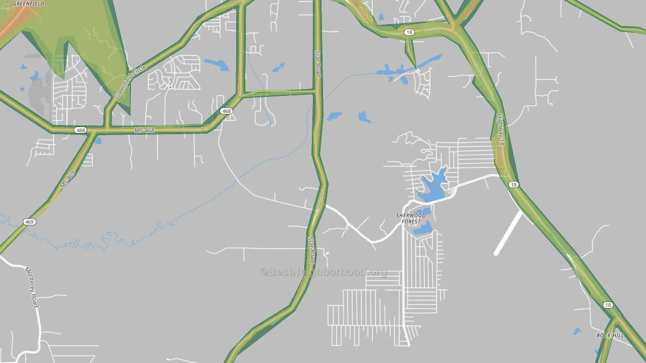 Sherwood Forest, MS Map of Noise Levels in Sherwood Forest