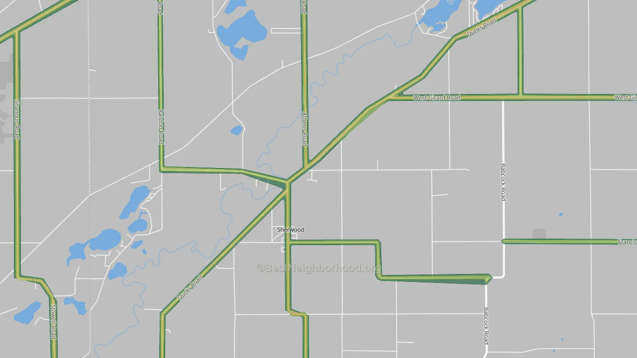 Sherwood, MI Map of Noise Levels in Sherwood