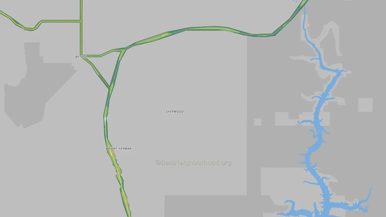 Sherwood, OK Map of Noise Levels in Sherwood