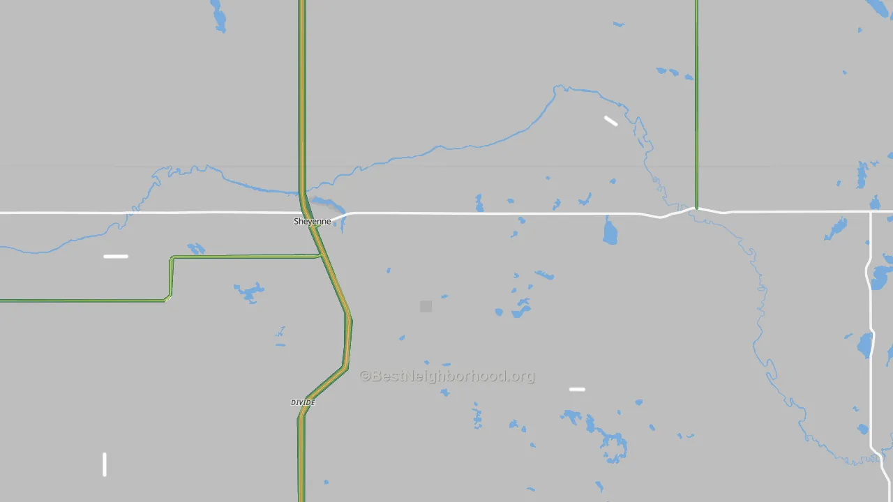 Sheyenne, ND Map of Noise Levels in Sheyenne