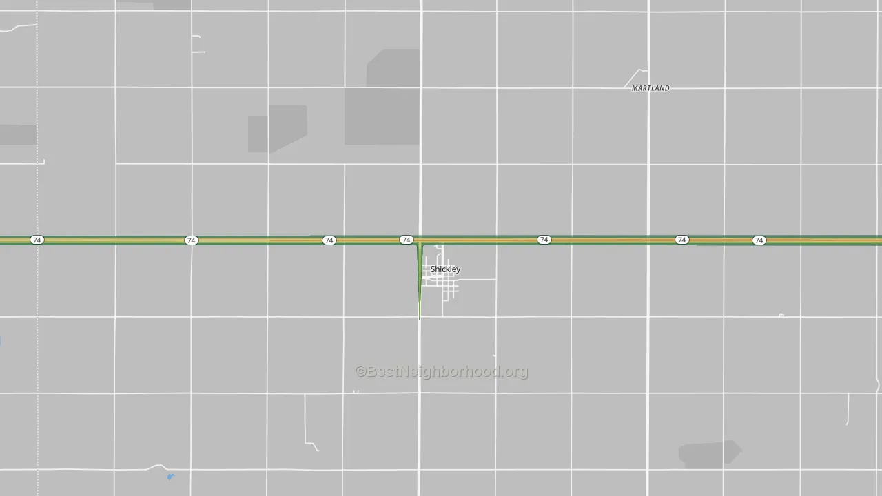 Shickley, NE Map of Noise Levels in Shickley