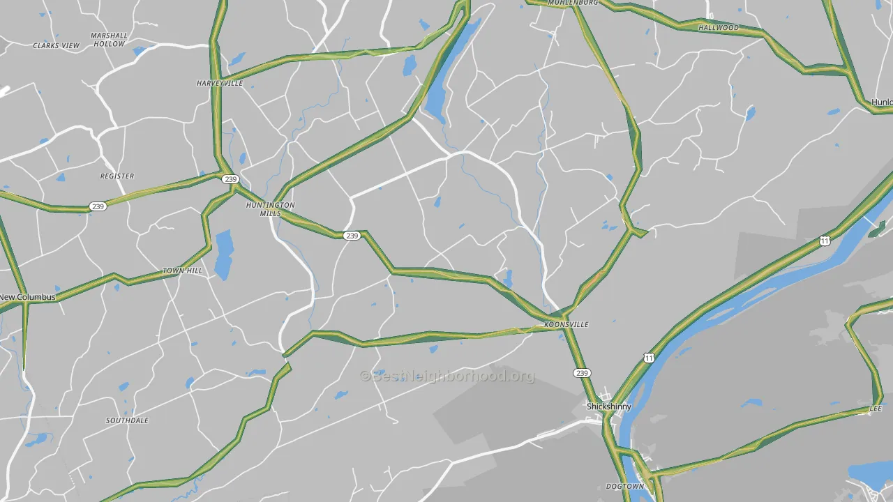 Shickshinny, PA Map of Noise Levels in Shickshinny