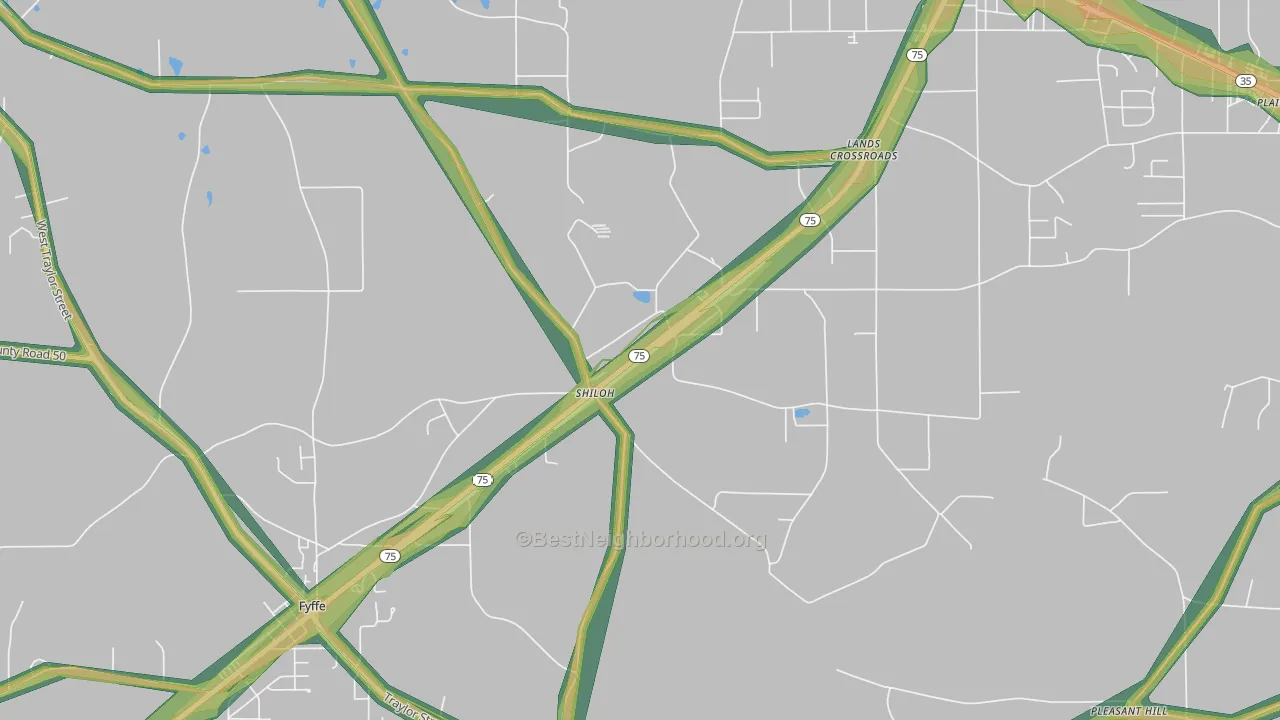 Shiloh, AL Map of Noise Levels in Shiloh