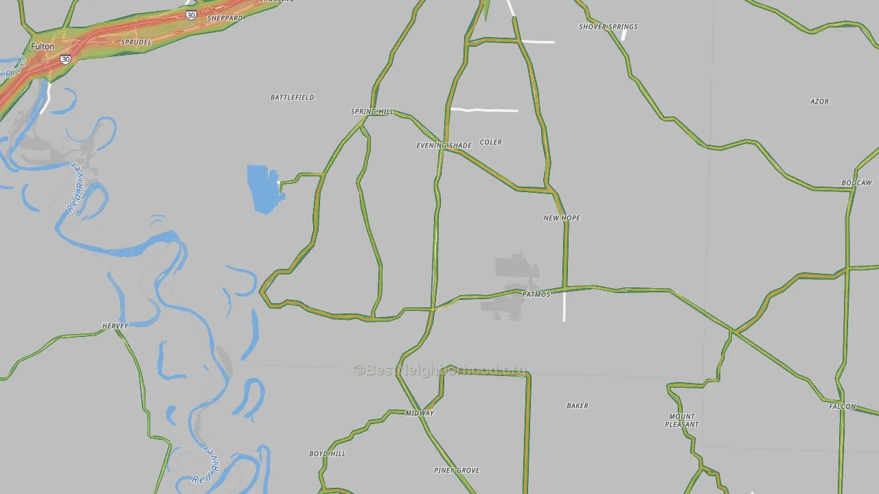 Shiloh, AR Map of Noise Levels in Shiloh
