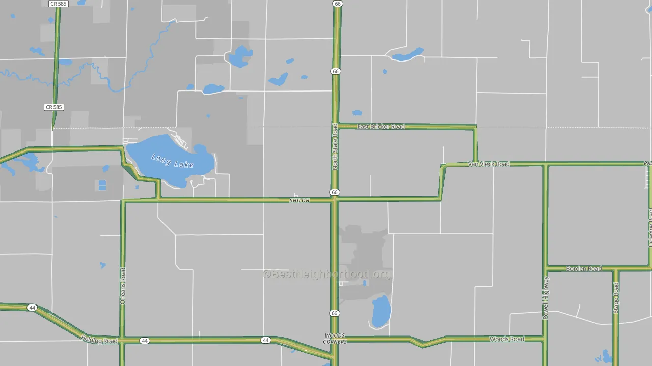 Shiloh, MI Map of Noise Levels in Shiloh