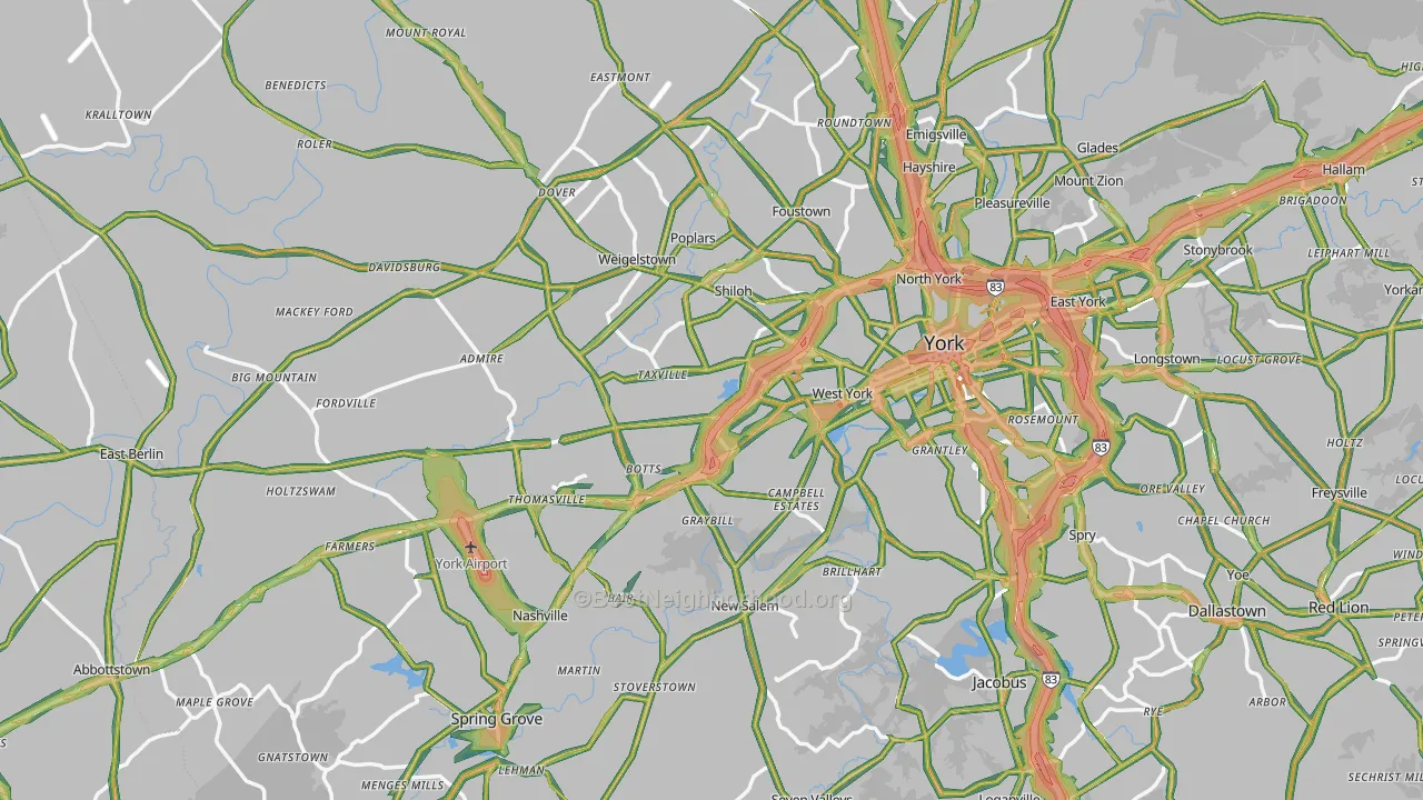 Shiloh, PA Map of Noise Levels in Shiloh