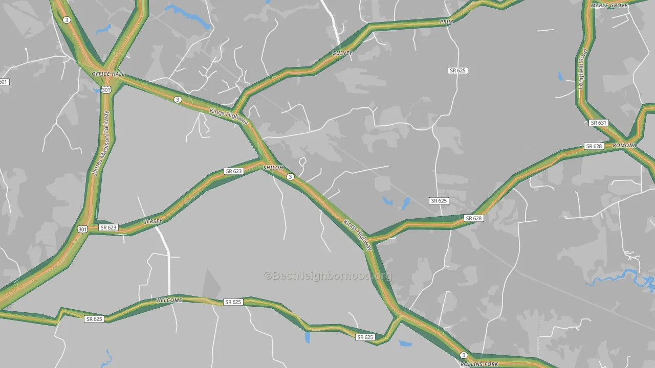 Shiloh, VA Map of Noise Levels in Shiloh