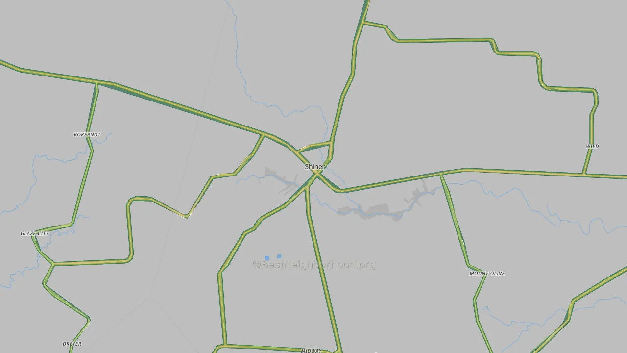 Shiner, TX Map of Noise Levels in Shiner