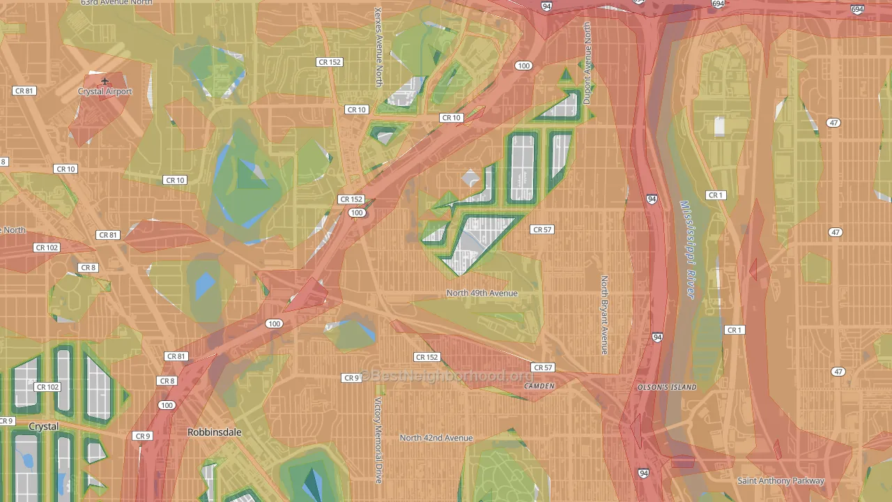 Shingle Creek, Minneapolis, MN Map of Noise Levels in Shingle Creek