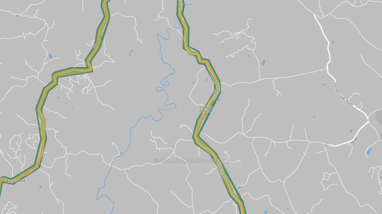 Shingle Hollow, NC Map of Noise Levels in Shingle Hollow