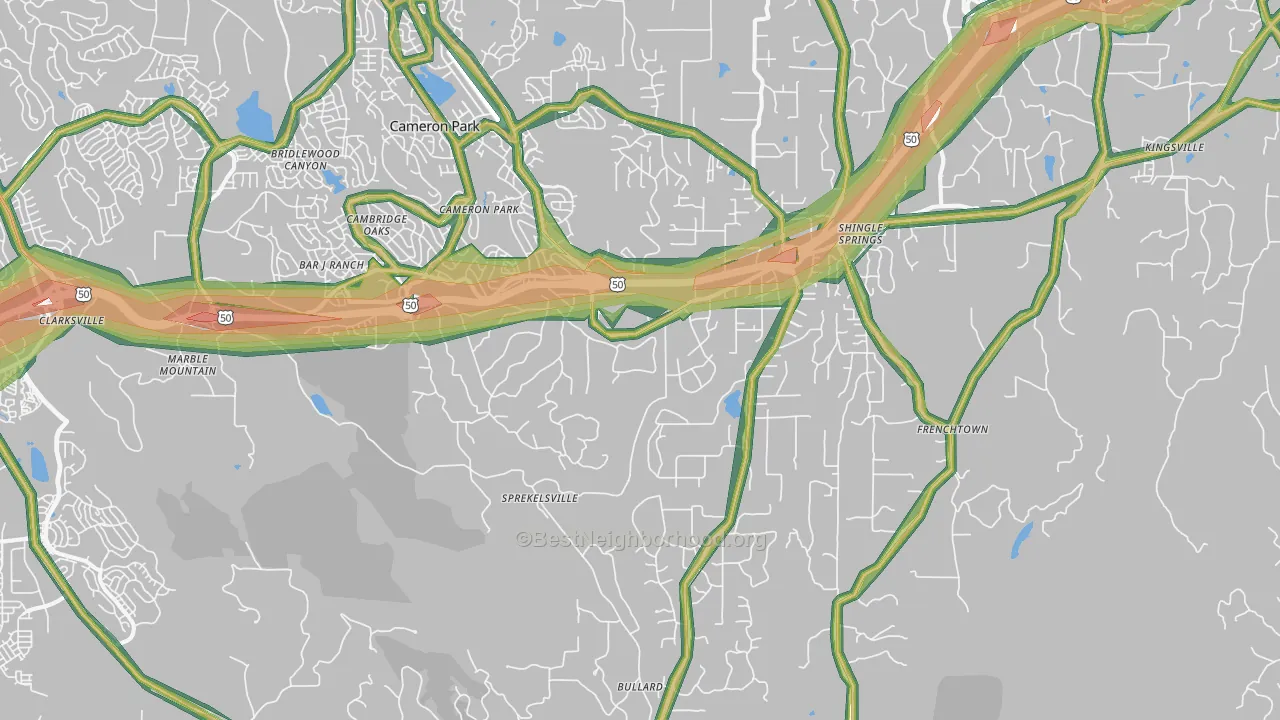 Shingle Springs, CA Map of Noise Levels in Shingle Springs