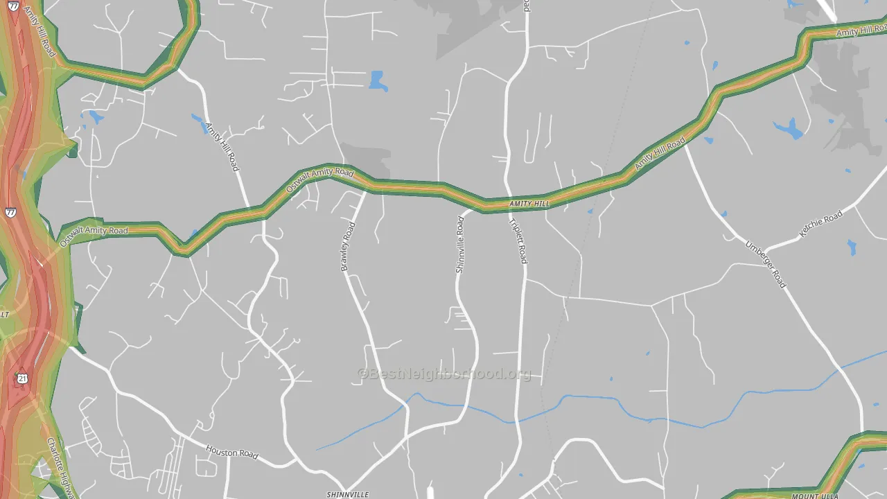 Shinnville, NC Map of Noise Levels in Shinnville
