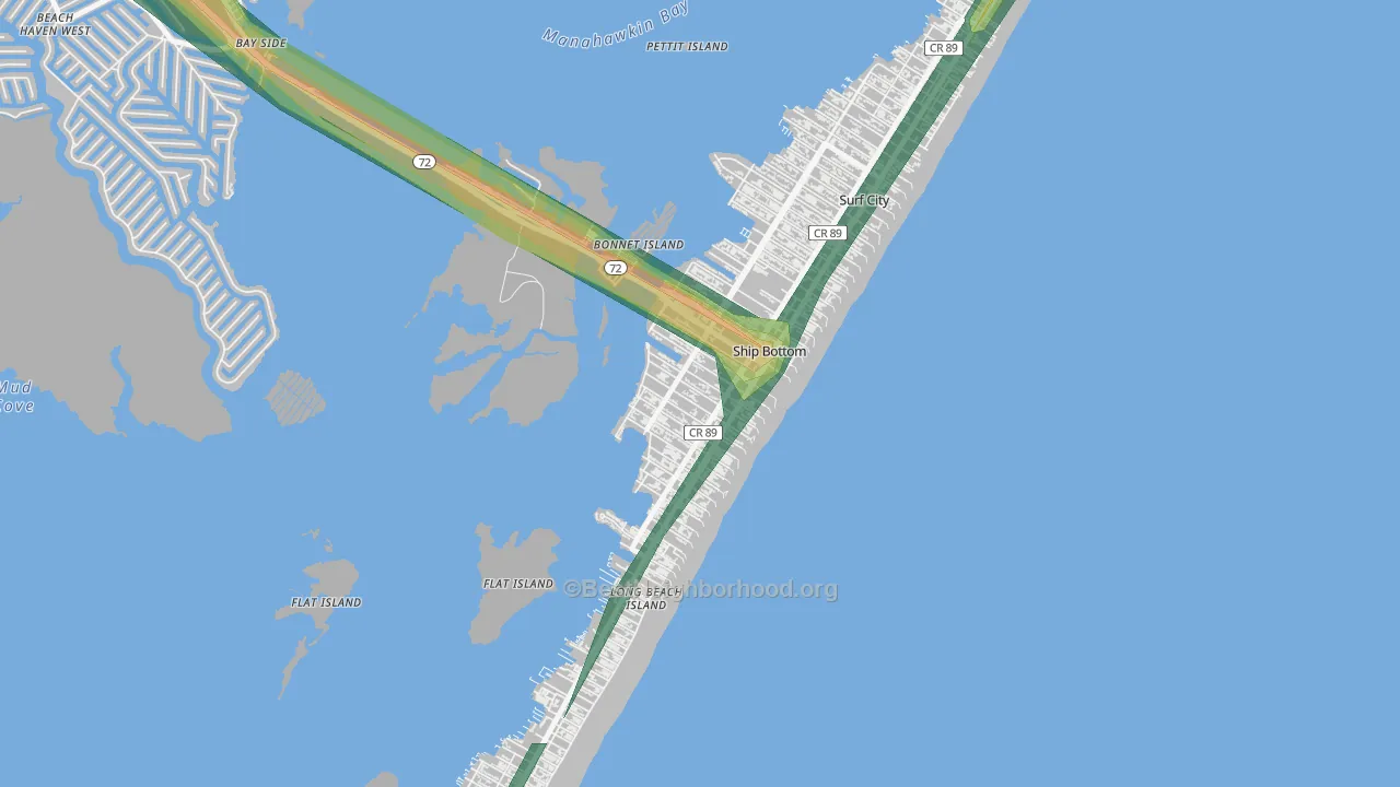 Ship Bottom, NJ Map of Noise Levels in Ship Bottom