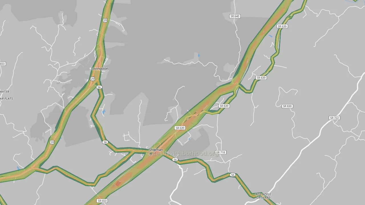 Shipman, VA Map of Noise Levels in Shipman