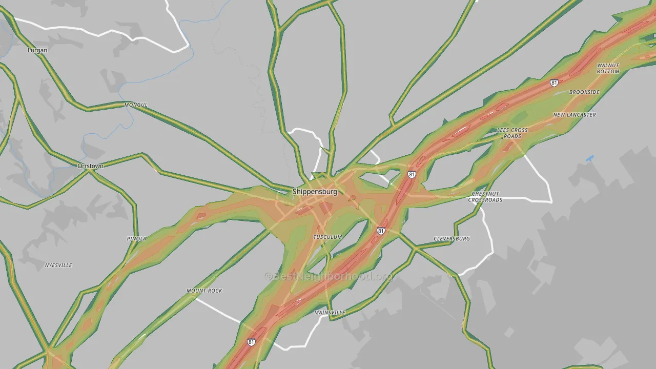 Shippensburg, PA Map of Noise Levels in Shippensburg