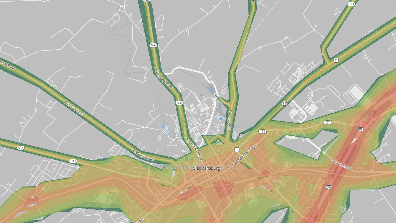 Shippensburg University, PA Map of Noise Levels in Shippensburg University