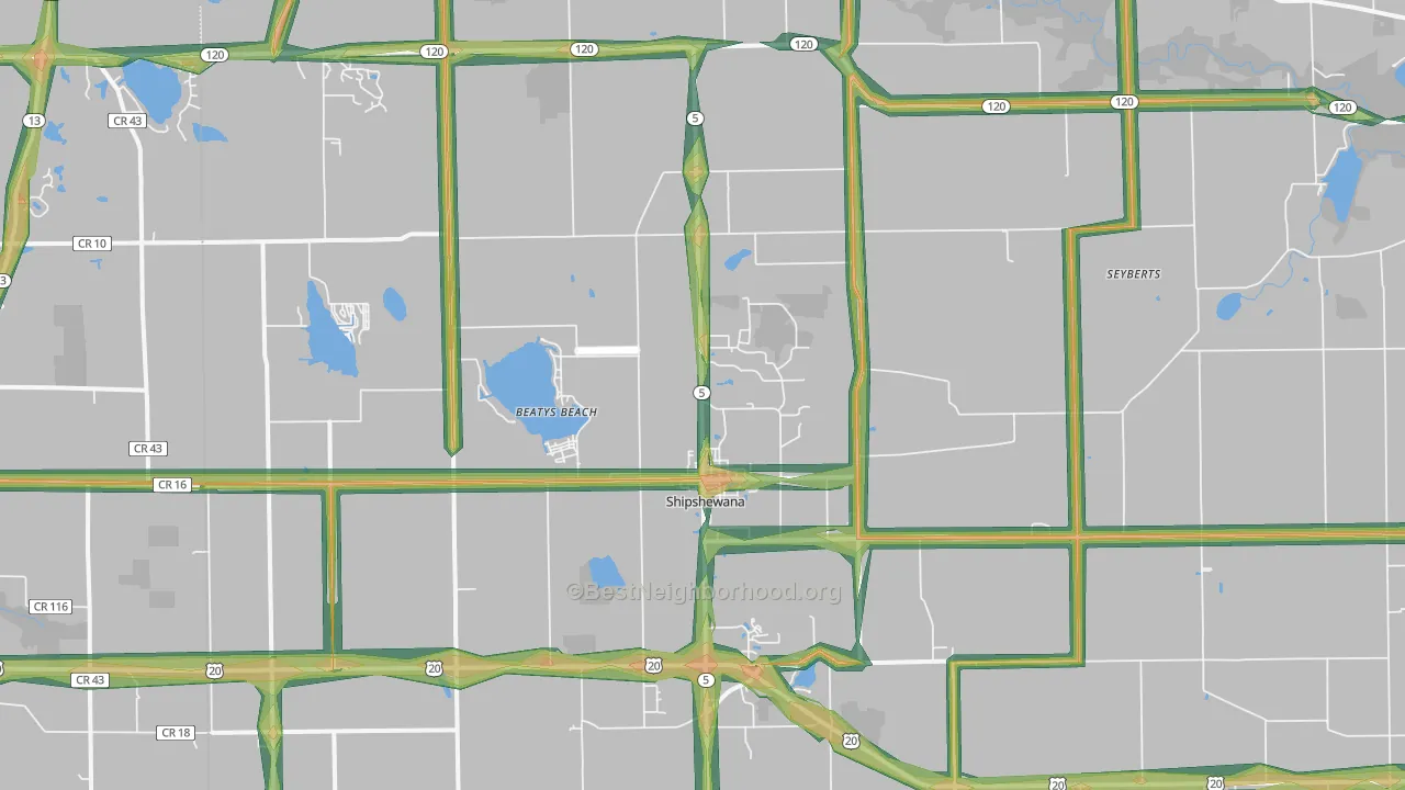 Shipshewana, IN Map of Noise Levels in Shipshewana