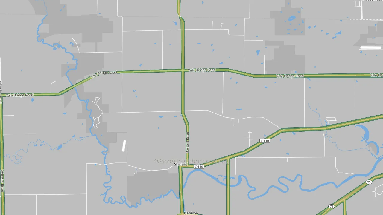 Shirland, IL Map of Noise Levels in Shirland