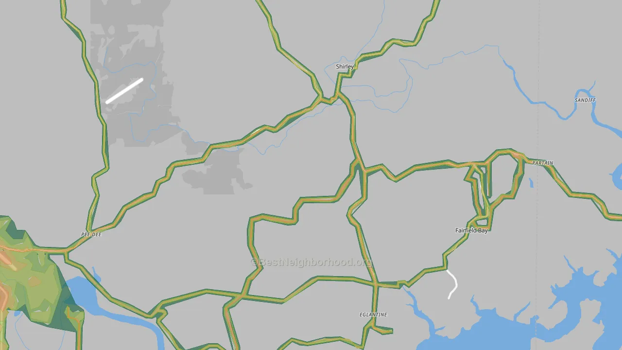 Shirley, AR Map of Noise Levels in Shirley