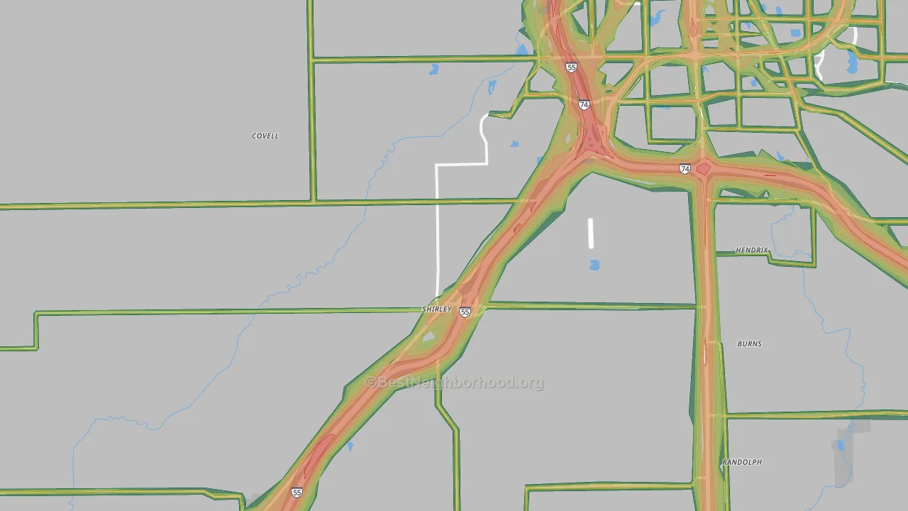 Shirley, IL Map of Noise Levels in Shirley
