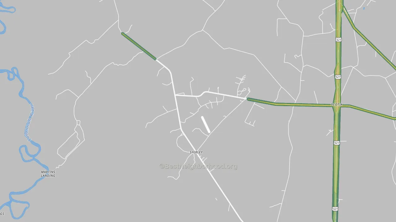 Shirley, SC Map of Noise Levels in Shirley