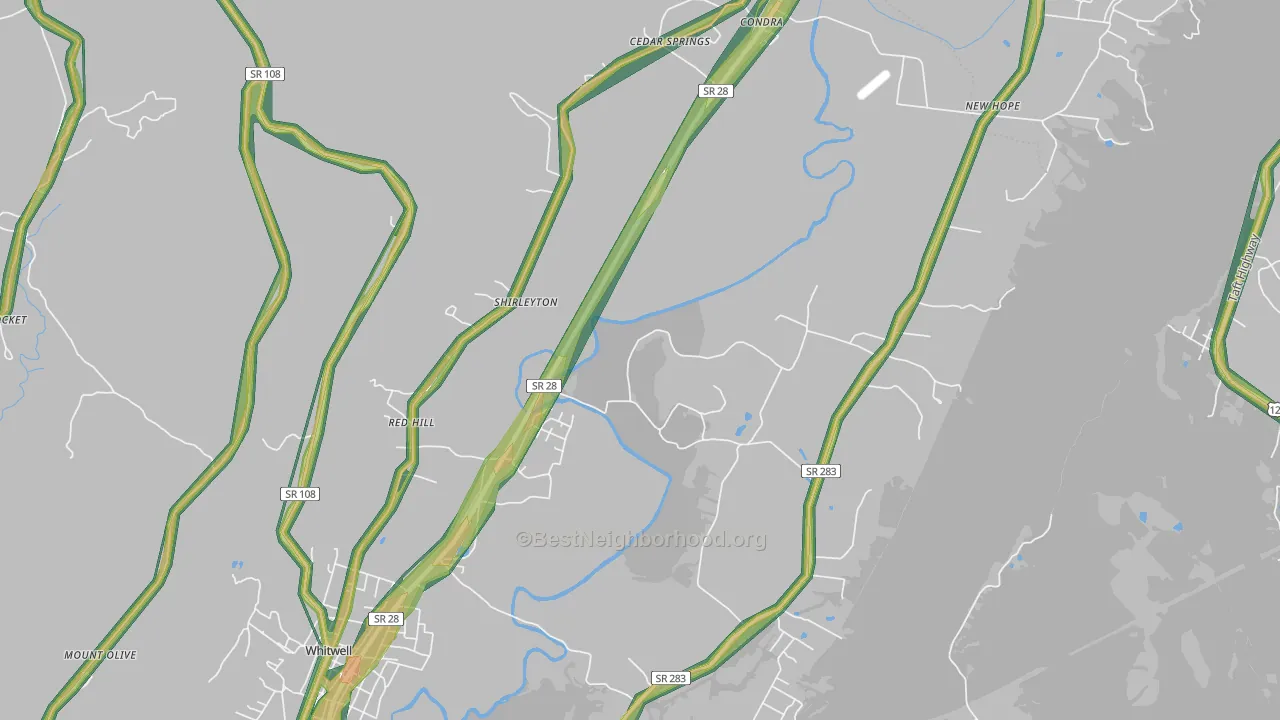 Shirleyton, TN Map of Noise Levels in Shirleyton