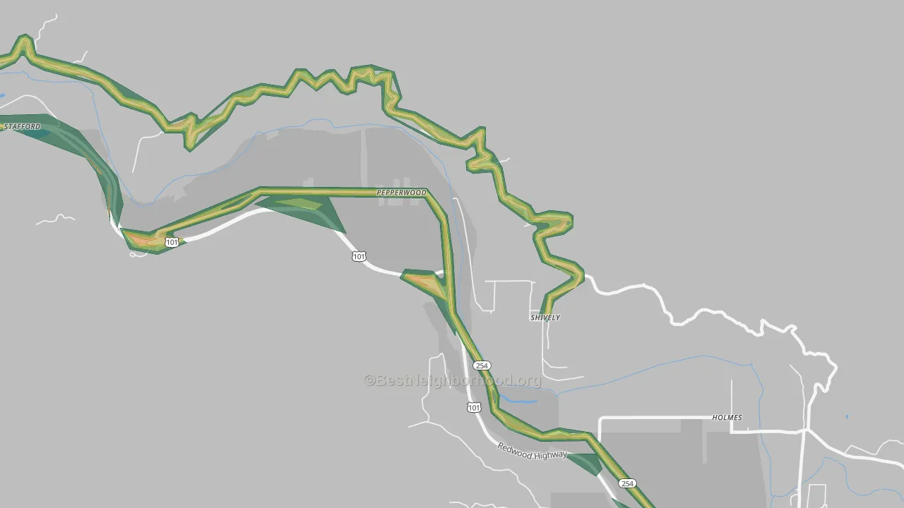 Shively, CA Map of Noise Levels in Shively