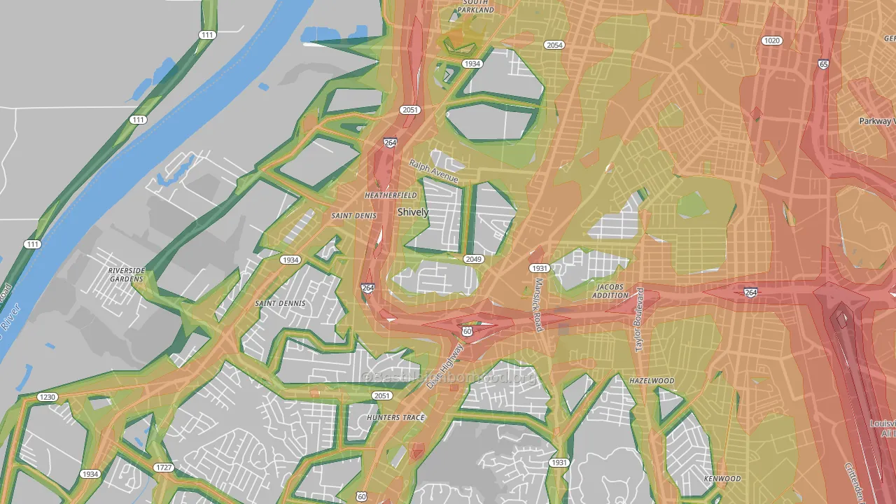 Shively, KY Map of Noise Levels in Shively