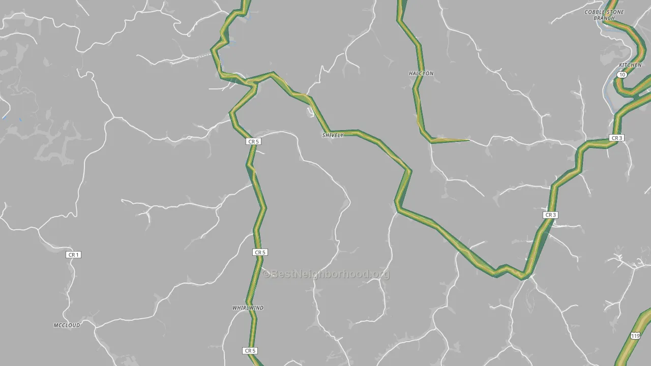 Shively, WV Map of Noise Levels in Shively