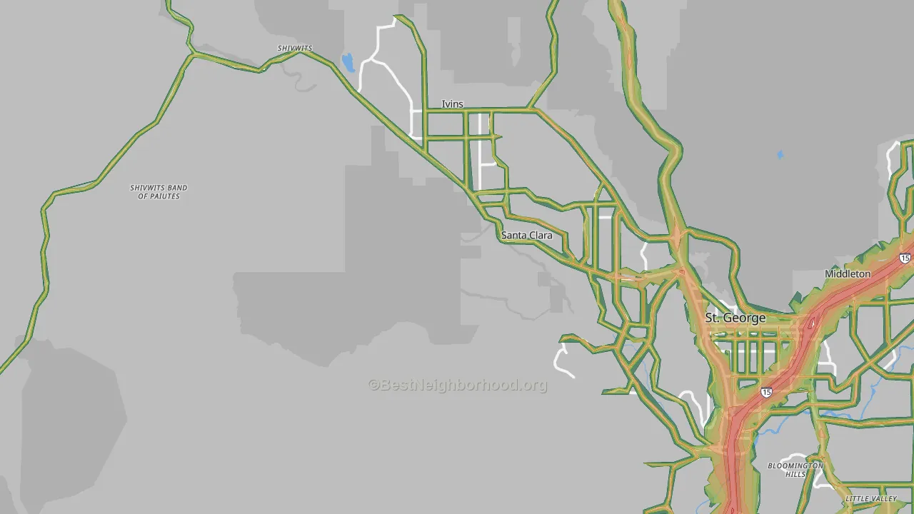 Shivwits, UT Map of Noise Levels in Shivwits