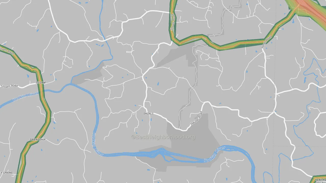 Shoal, NC Map of Noise Levels in Shoal