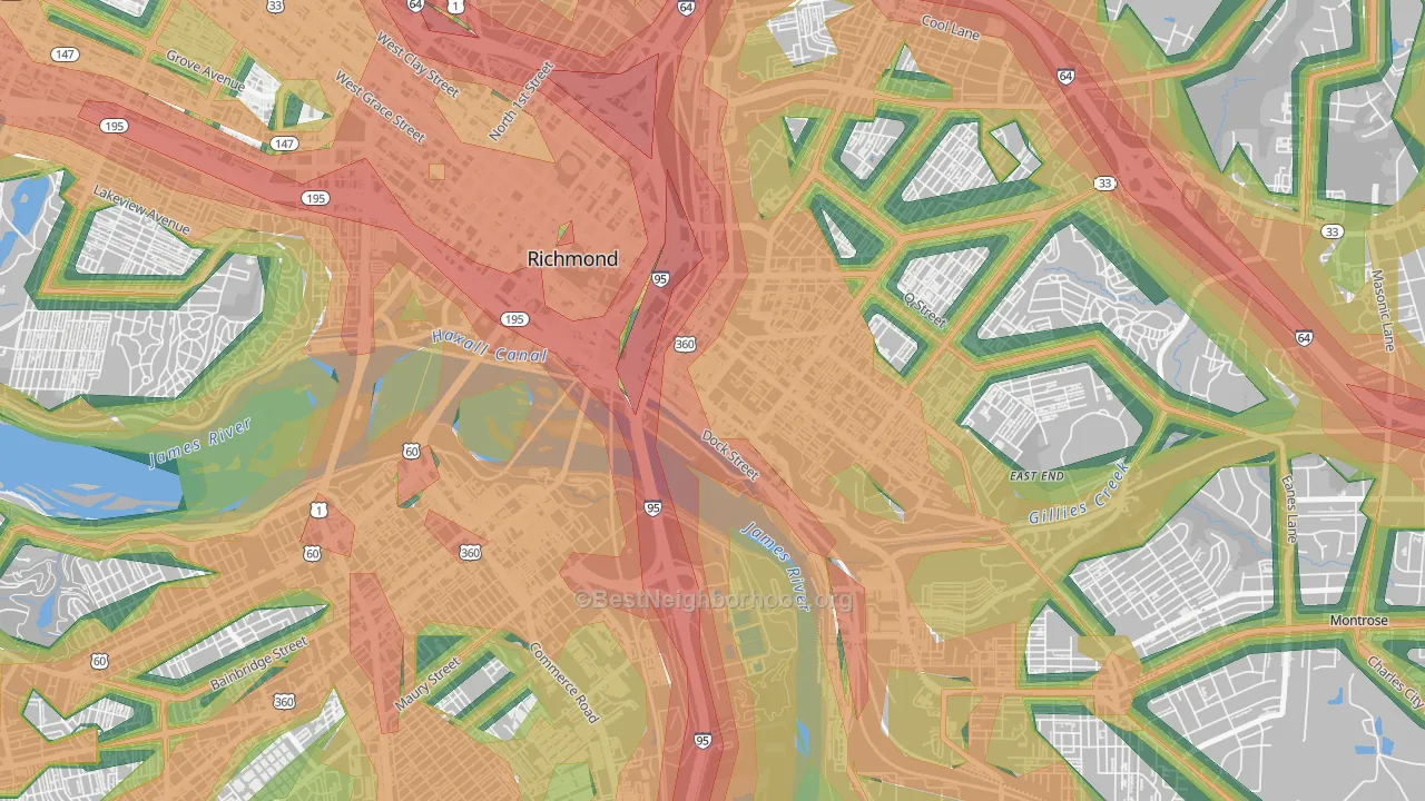 Shockoe Bottom, Richmond, VA Map of Noise Levels in Shockoe Bottom