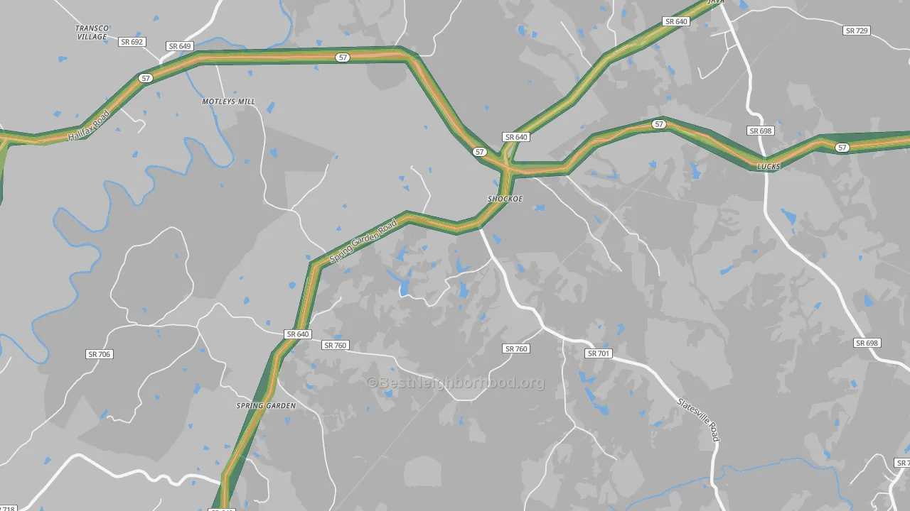 Shockoe, VA Map of Noise Levels in Shockoe
