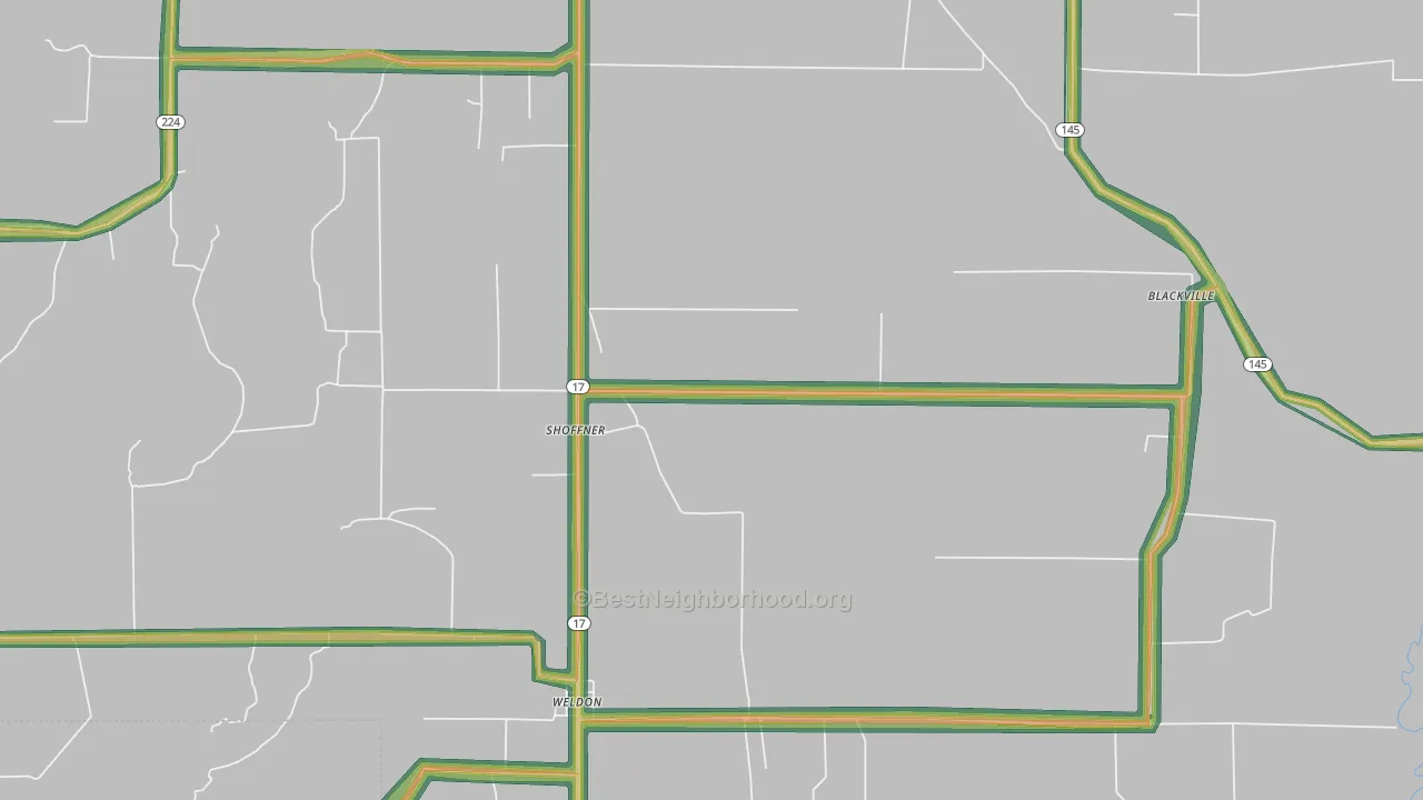 Shoffner, AR Map of Noise Levels in Shoffner