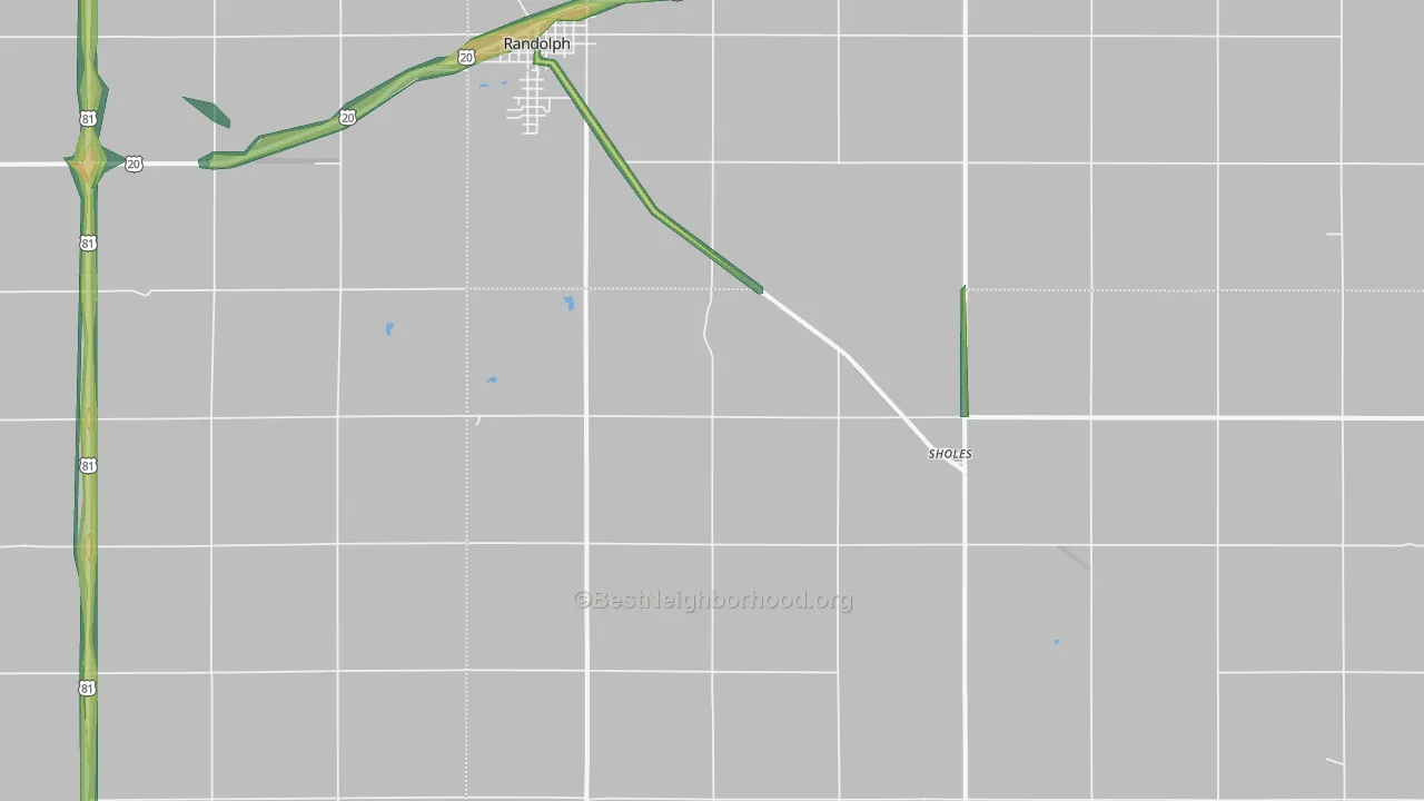 Sholes, NE Map of Noise Levels in Sholes