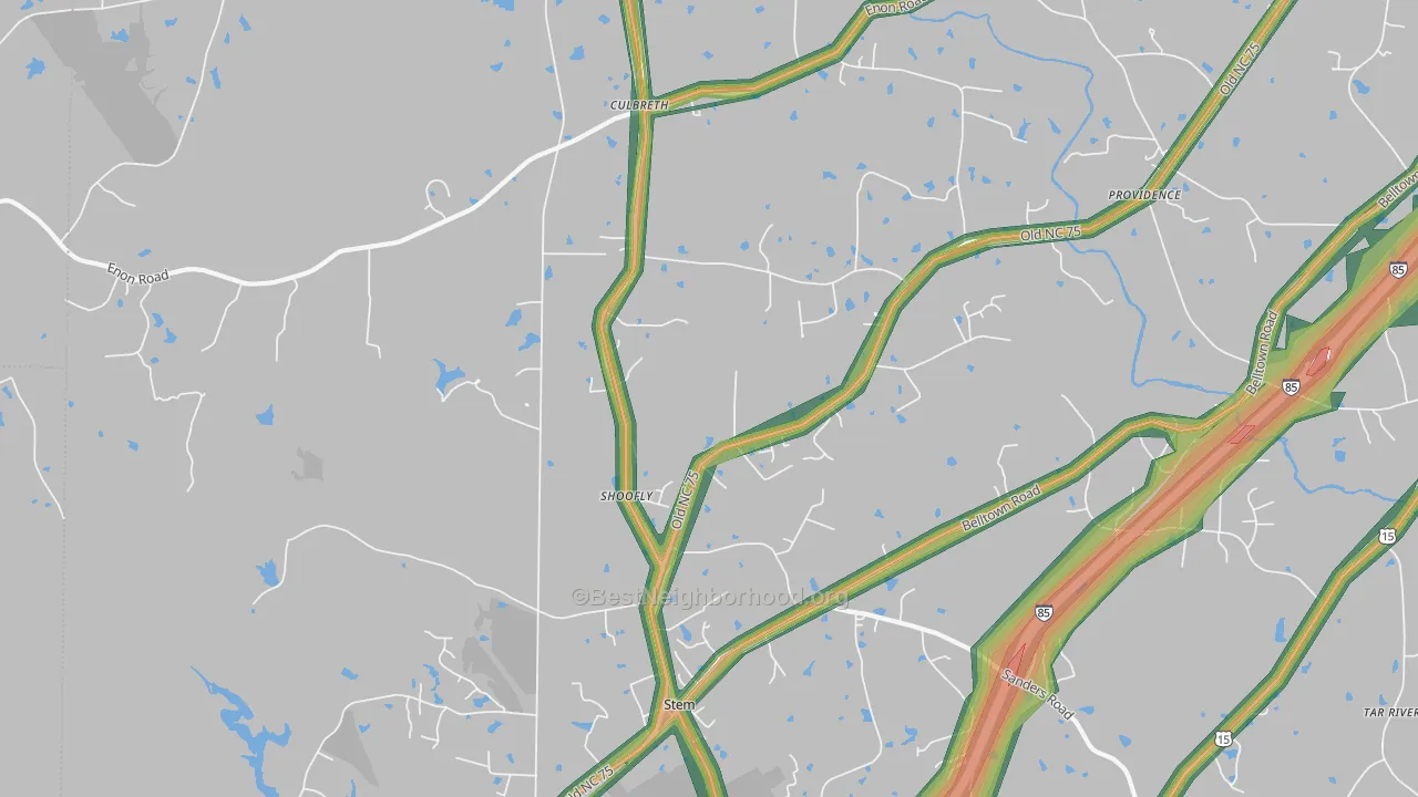 Shoofly, NC Map of Noise Levels in Shoofly
