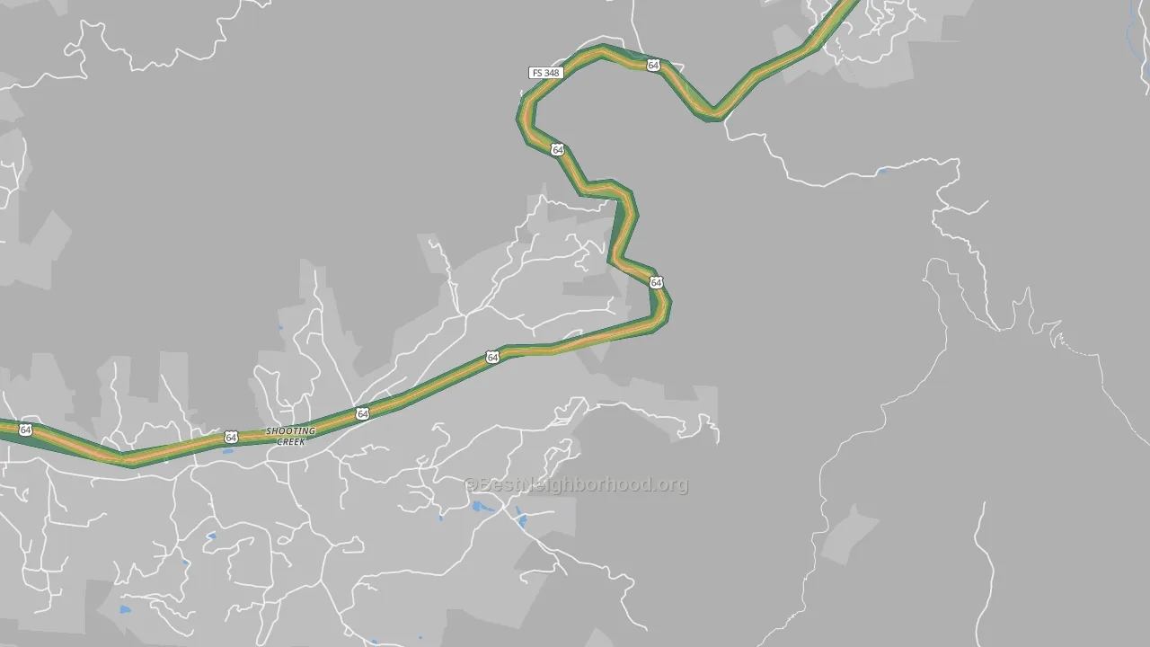 Shooting Creek, NC Map of Noise Levels in Shooting Creek
