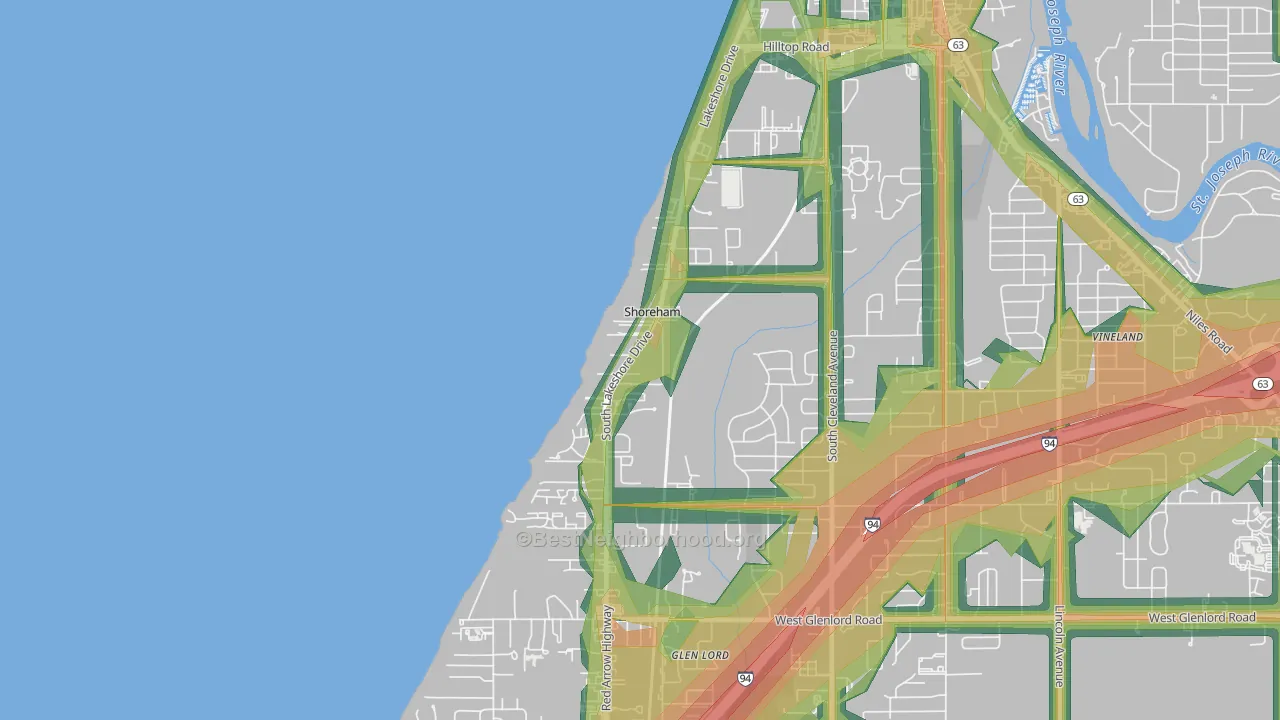 Shoreham, MI Map of Noise Levels in Shoreham