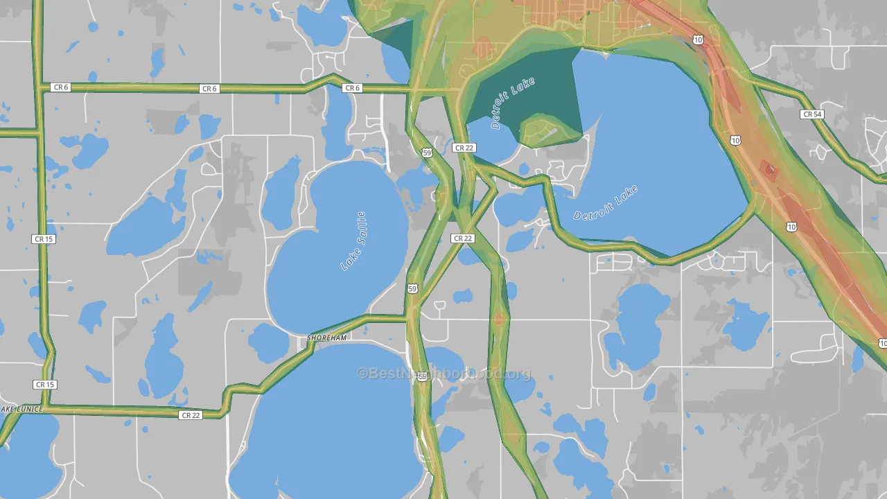 Shoreham, MN Map of Noise Levels in Shoreham