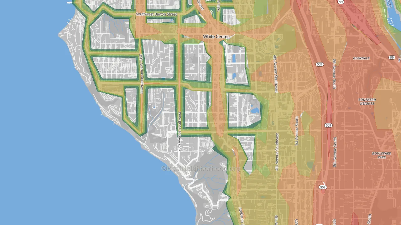 Shorewood, Seattle, WA Map of Noise Levels in Shorewood