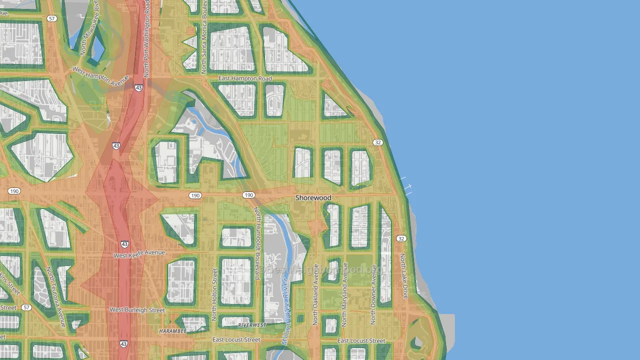 Shorewood, WI Map of Noise Levels in Shorewood