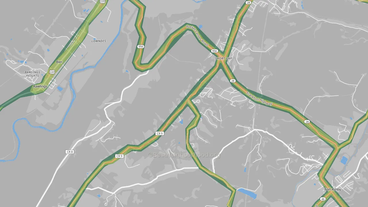 Short Gap, WV Map of Noise Levels in Short Gap