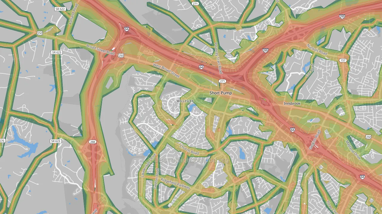 Short Pump, VA Map of Noise Levels in Short Pump