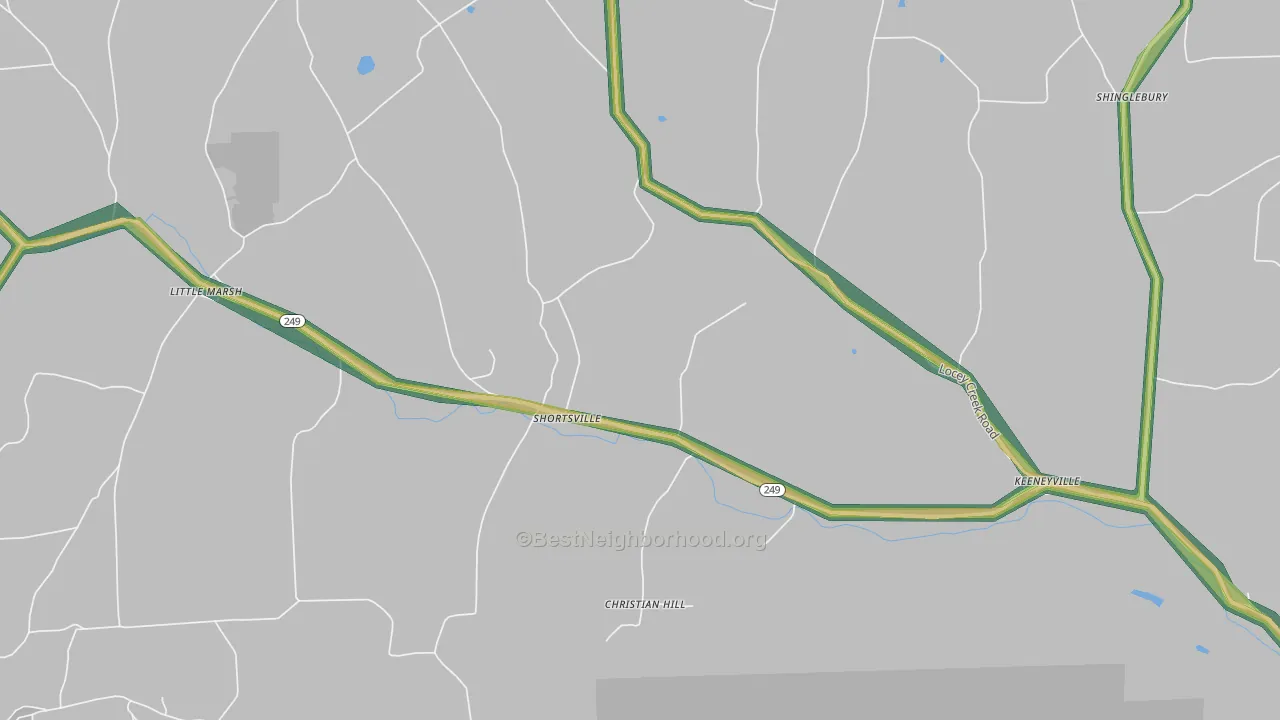 Shortsville, PA Map of Noise Levels in Shortsville