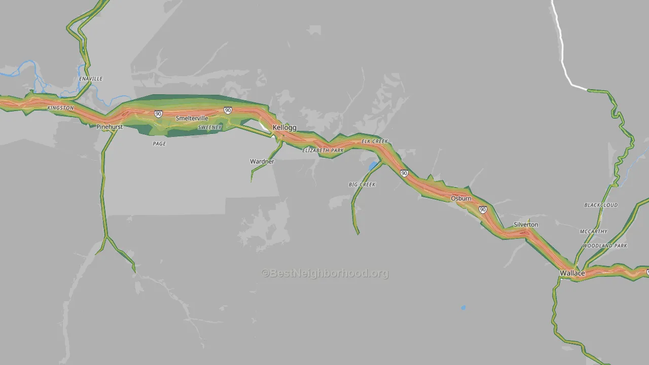 Shoshone County, ID Map of Noise Levels in Shoshone County
