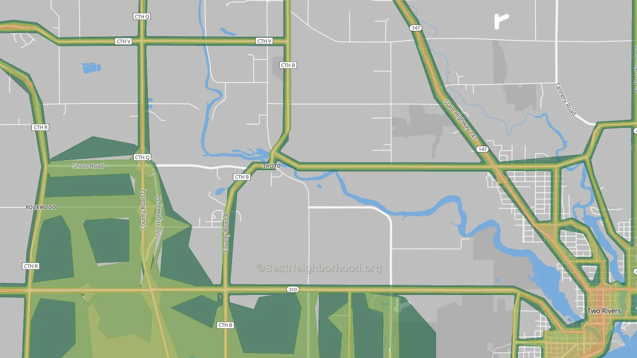 Shoto, WI Map of Noise Levels in Shoto