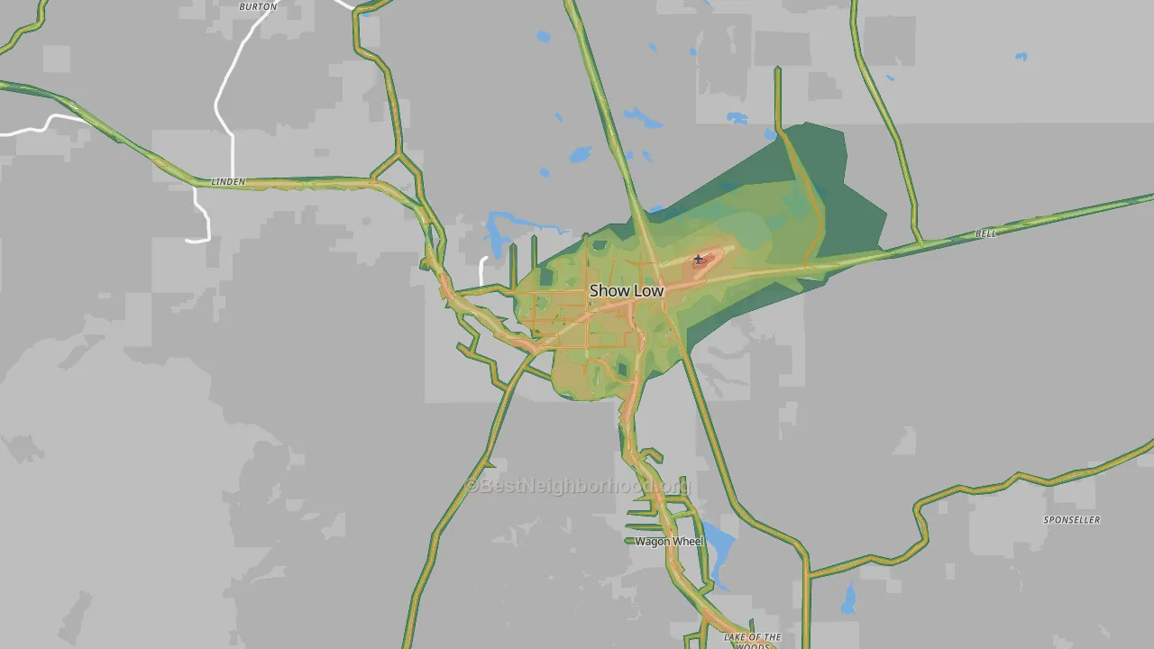 Show Low, AZ Map of Noise Levels in Show Low