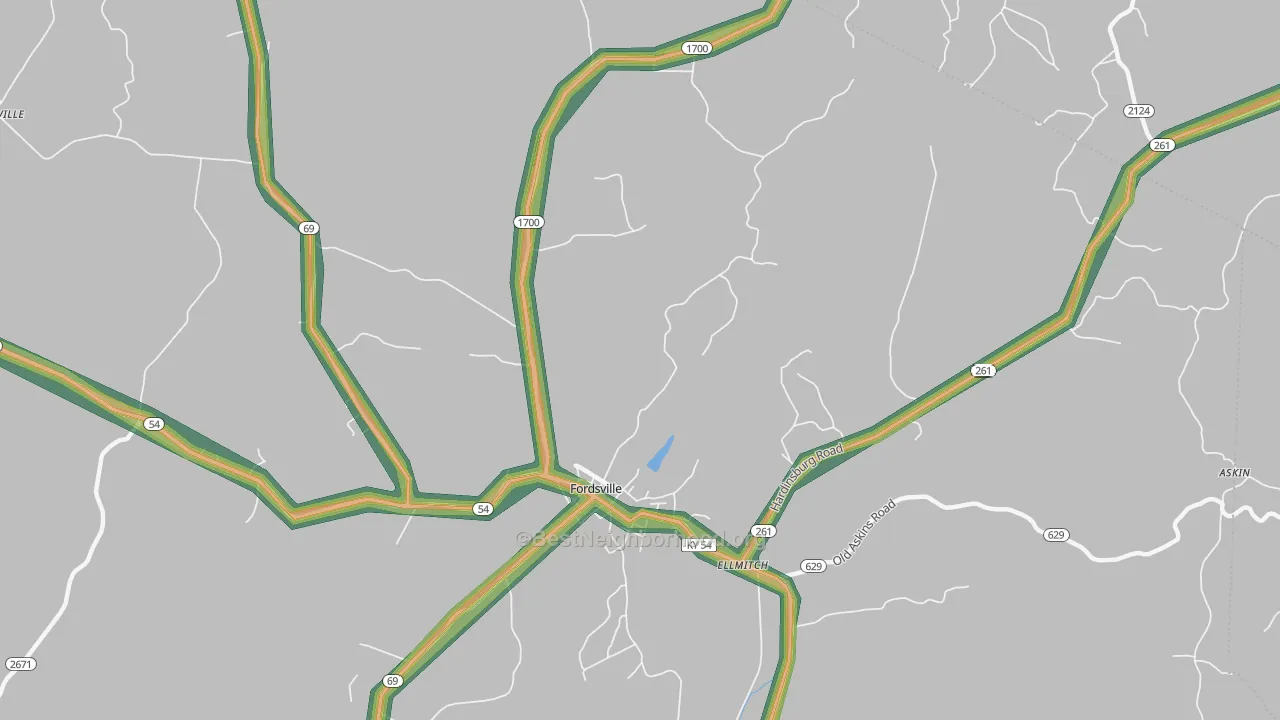 Shreve, KY Map of Noise Levels in Shreve