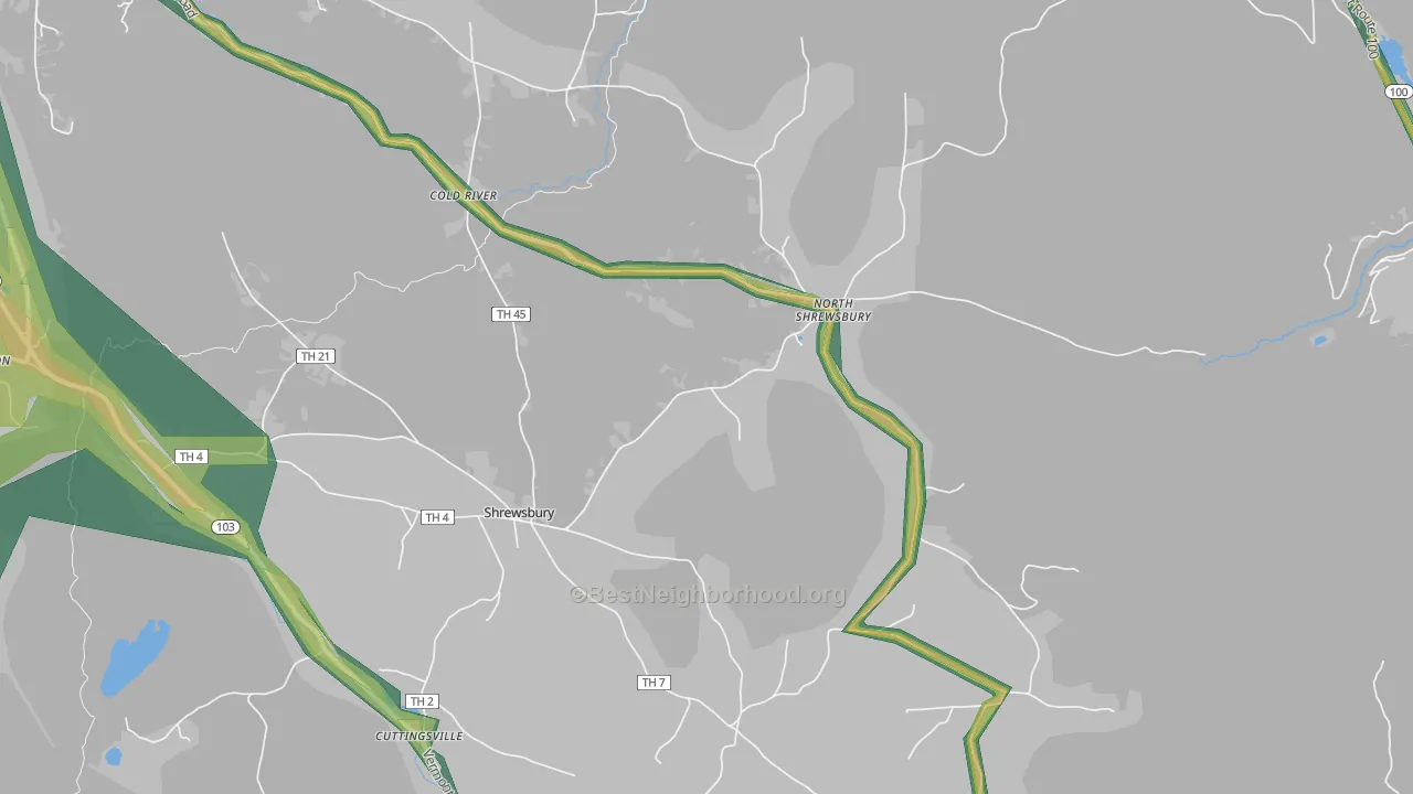 Shrewsbury, VT Map of Noise Levels in Shrewsbury