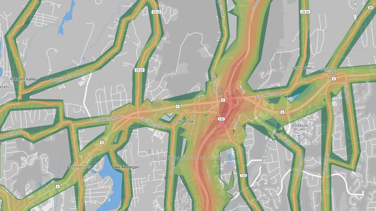 Shrub Oak, NY Map of Noise Levels in Shrub Oak